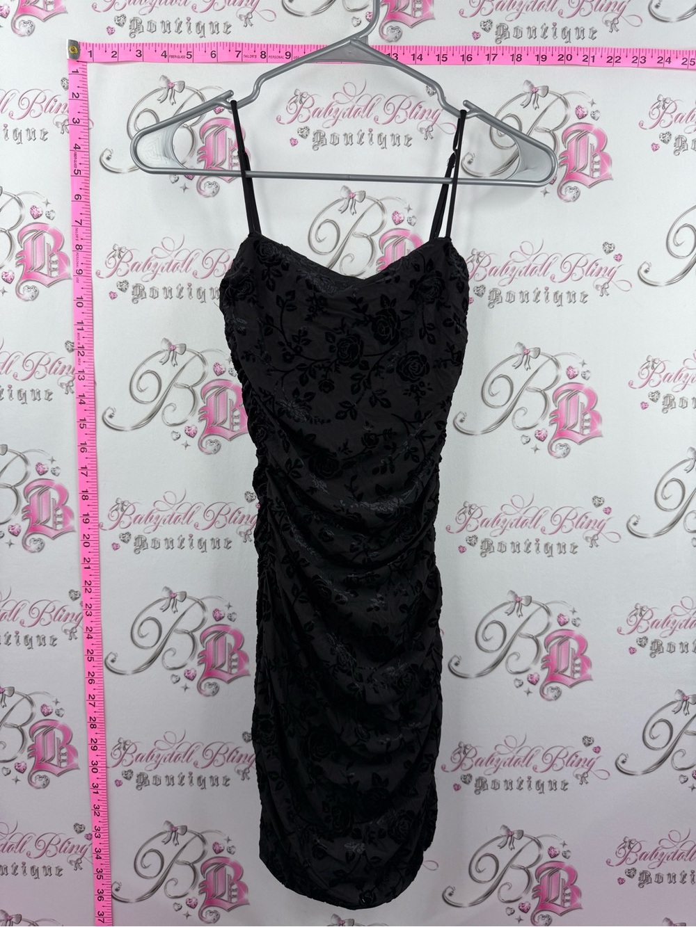 Garage dress sexy cinch bodycon Black Floral Velvet Ruched Slip Dress